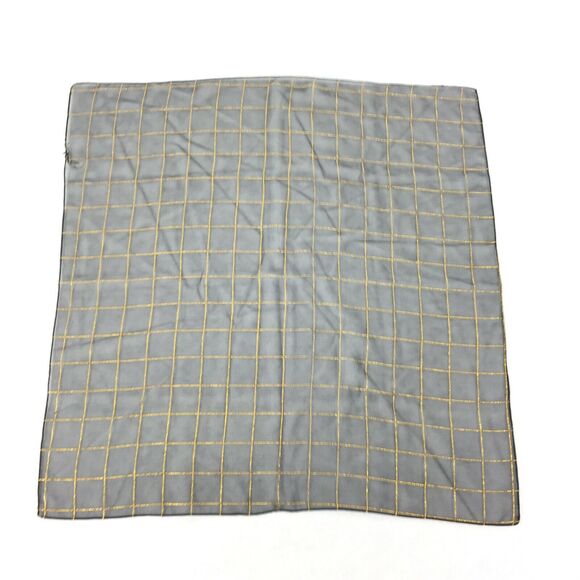 Vintage 100% Polyester Scarf 27x27” Square Black Metallic Gold Shear Purse Wrap - Picture 3 of 7